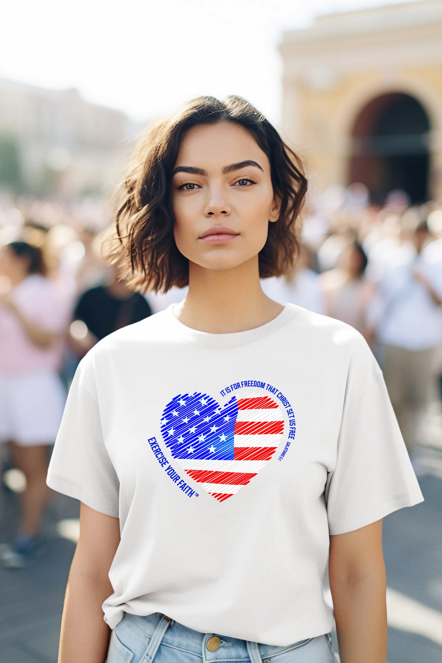 Exercise Your Patriotic Christian Heart T-shirt White