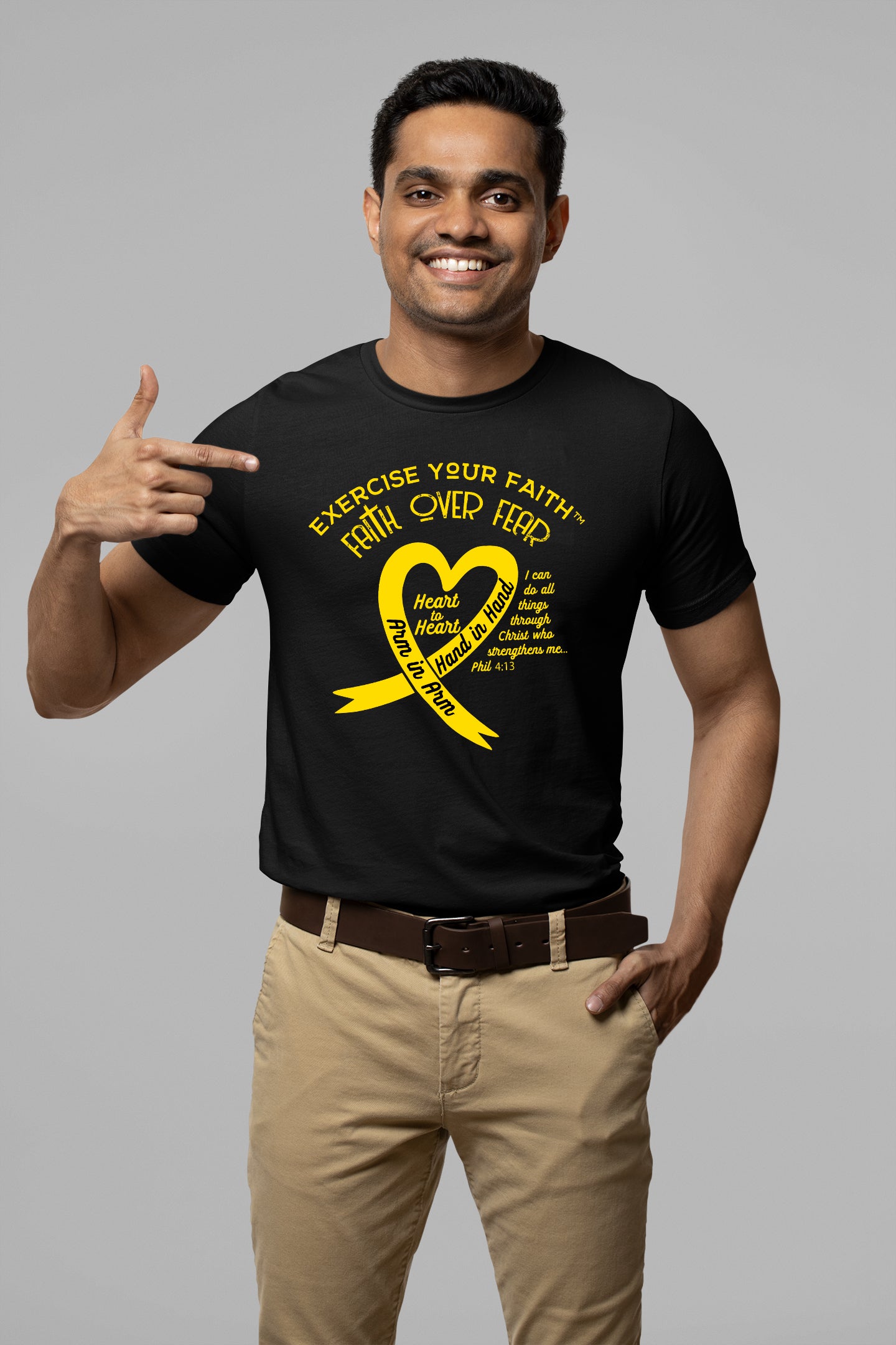 Exercise Your Faith Sarcoma Bone Cancer Ribbon Heart Black