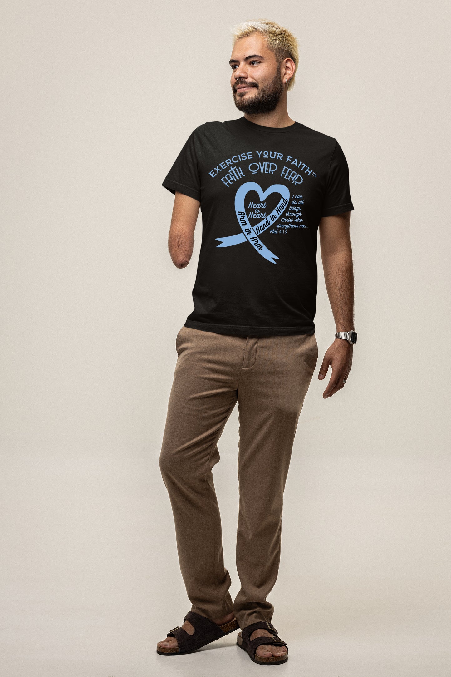 Exercise Your Faith Prostrate Cancer Ribbon Heart Black