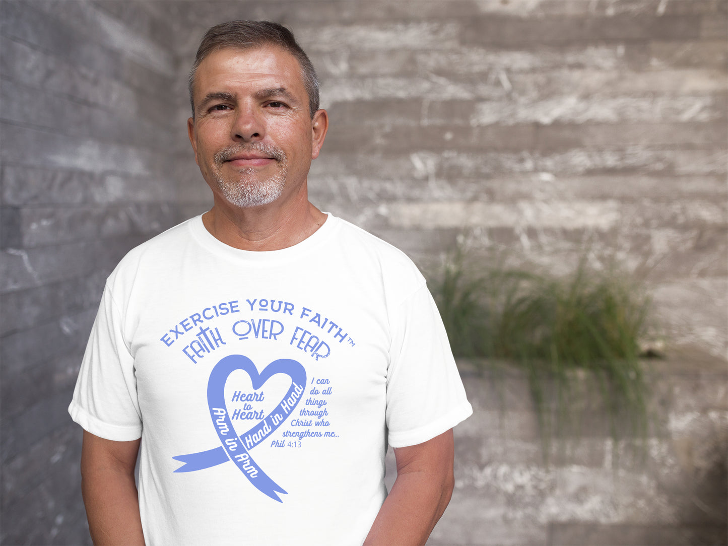 Exercise Your Faith Esophageal Cancer Ribbon Heart White