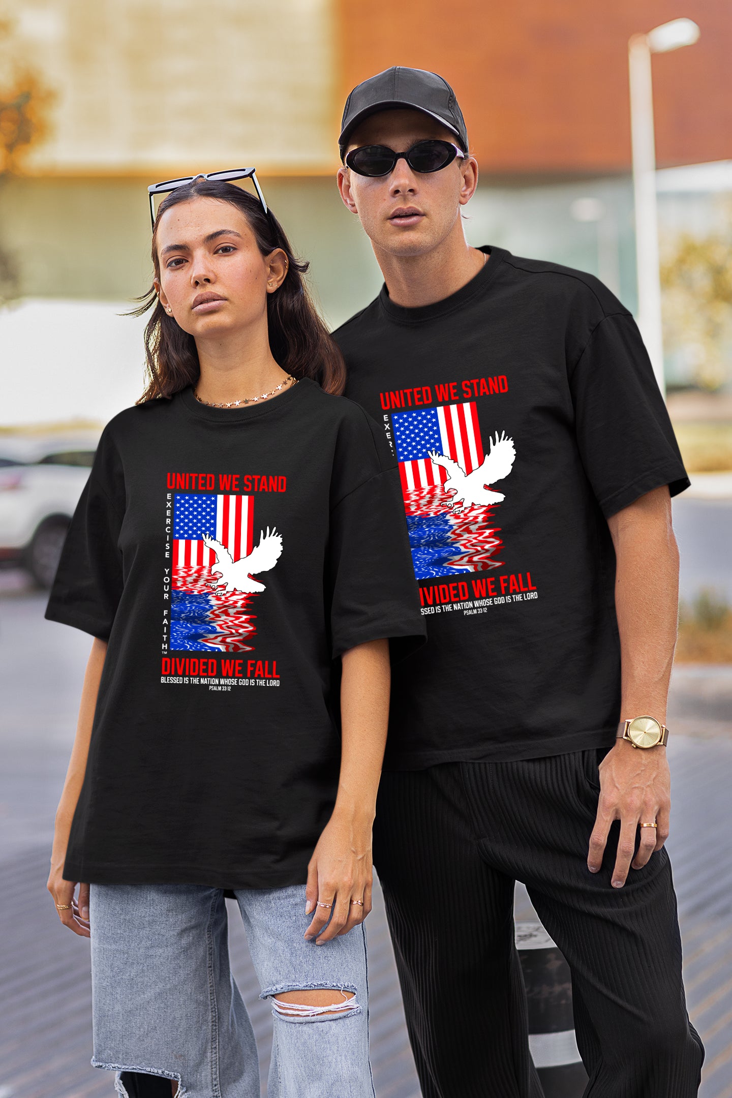 Exercise Your Faith Patriotic United we stand T-shirt Black