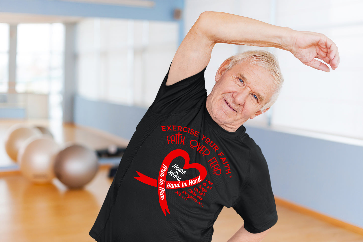 Exercise Your Faith Head and Neck Cancer Ribbon Heart Black