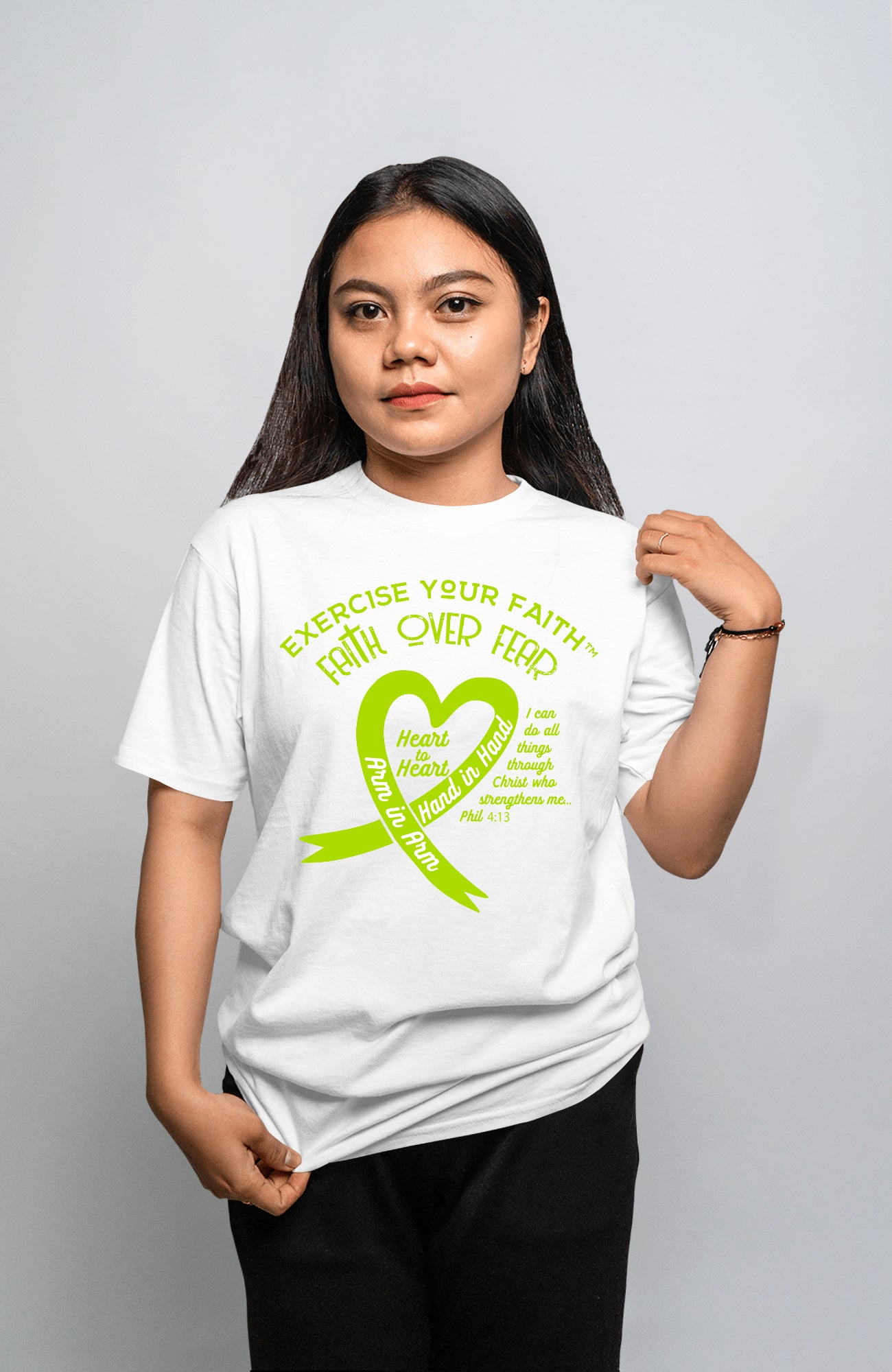 Exercise Your Faith Lymphoma Ribbon Heart White