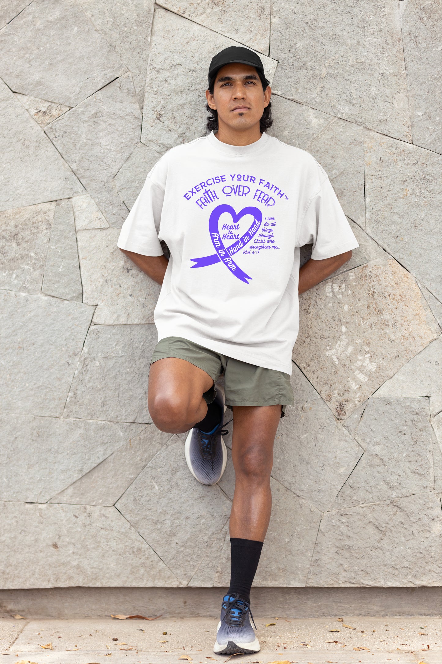 Exercise Your Faith In Honor of Caregivers Ribbon Heart White