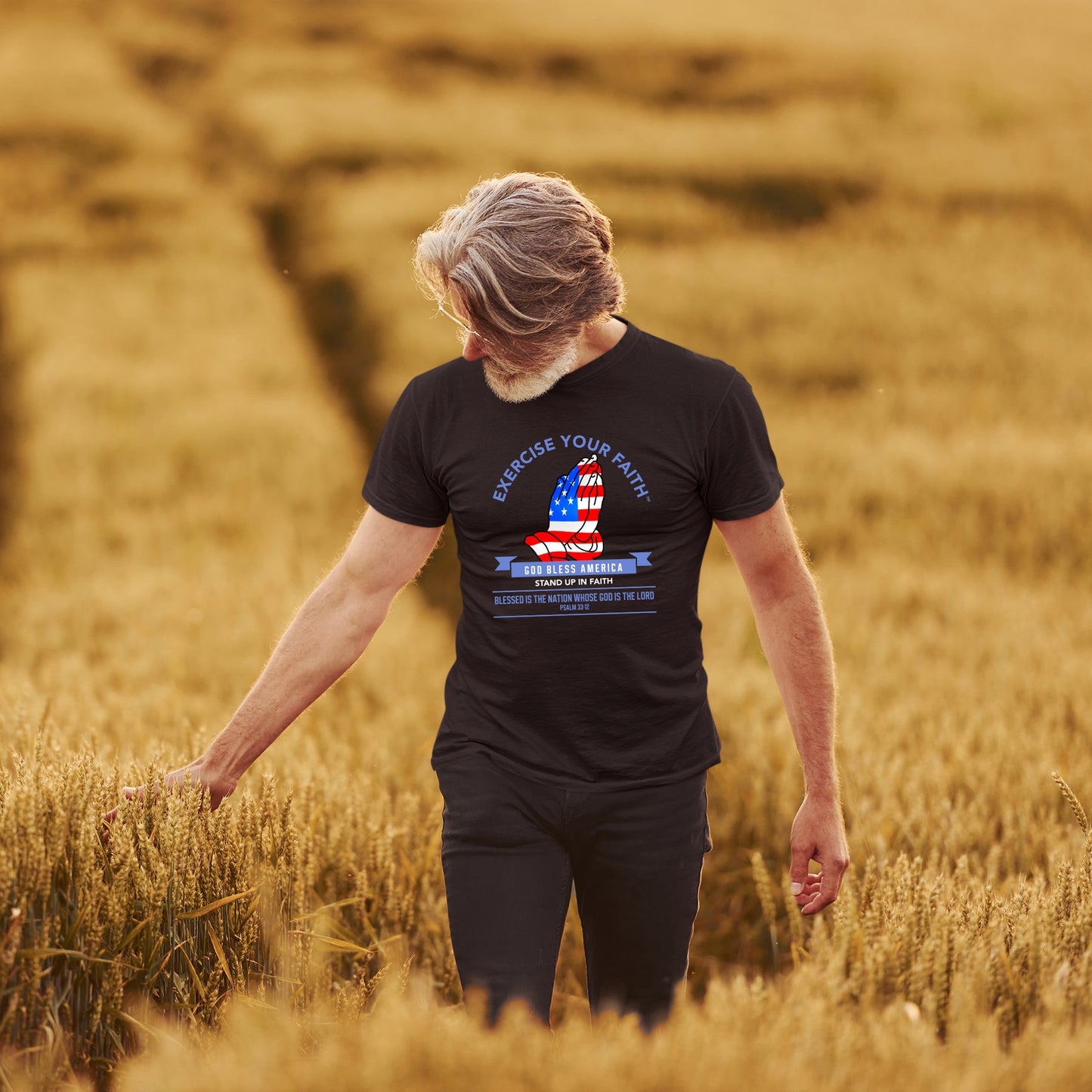 Exercise Your Faith God bless America Prayer T-shirt Black