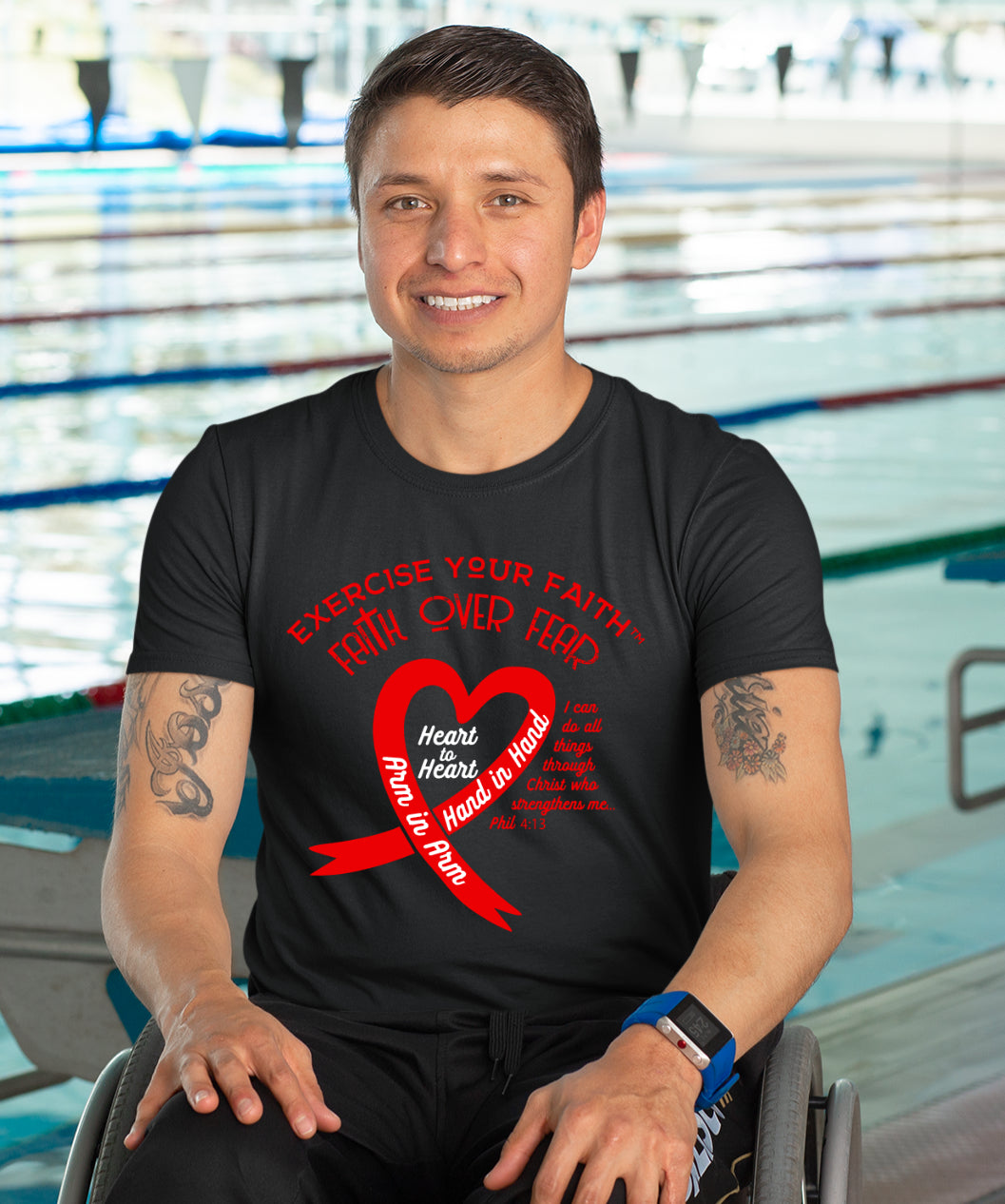 Exercise Your Faith Head and Neck Cancer Ribbon Heart Black