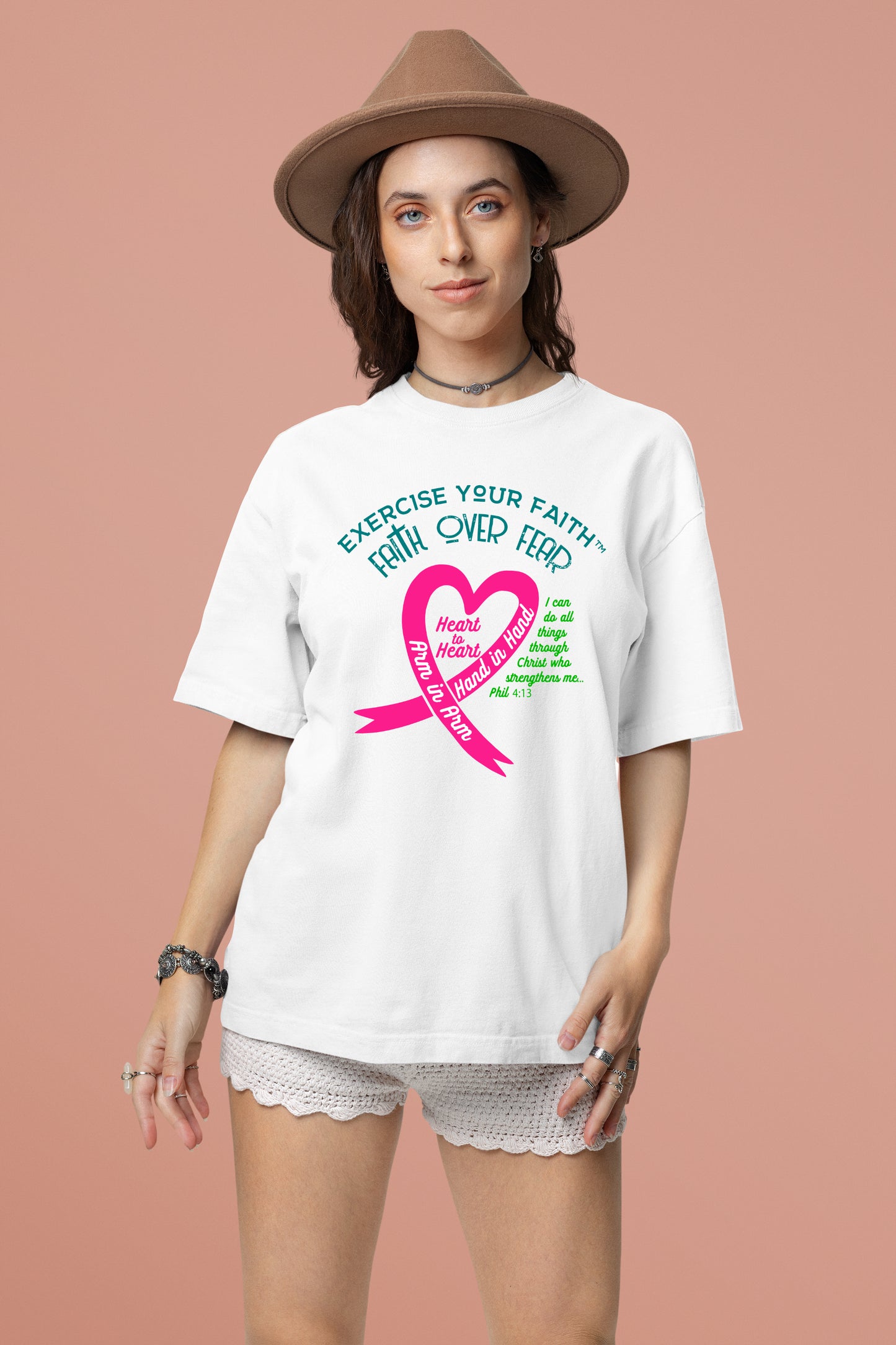 Exercise Your Faith Metastatic Breast Cancer Ribbon Heart White