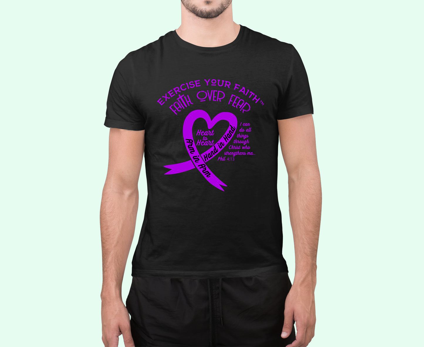Exercise Your Faith Hodgkins Lymphoma Ribbon Heart Black