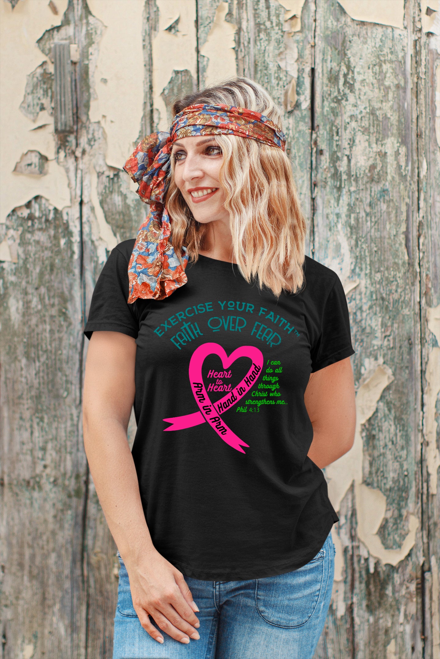 Exercise Your Faith Metastatic Breast Cancer Ribbon Heart Black