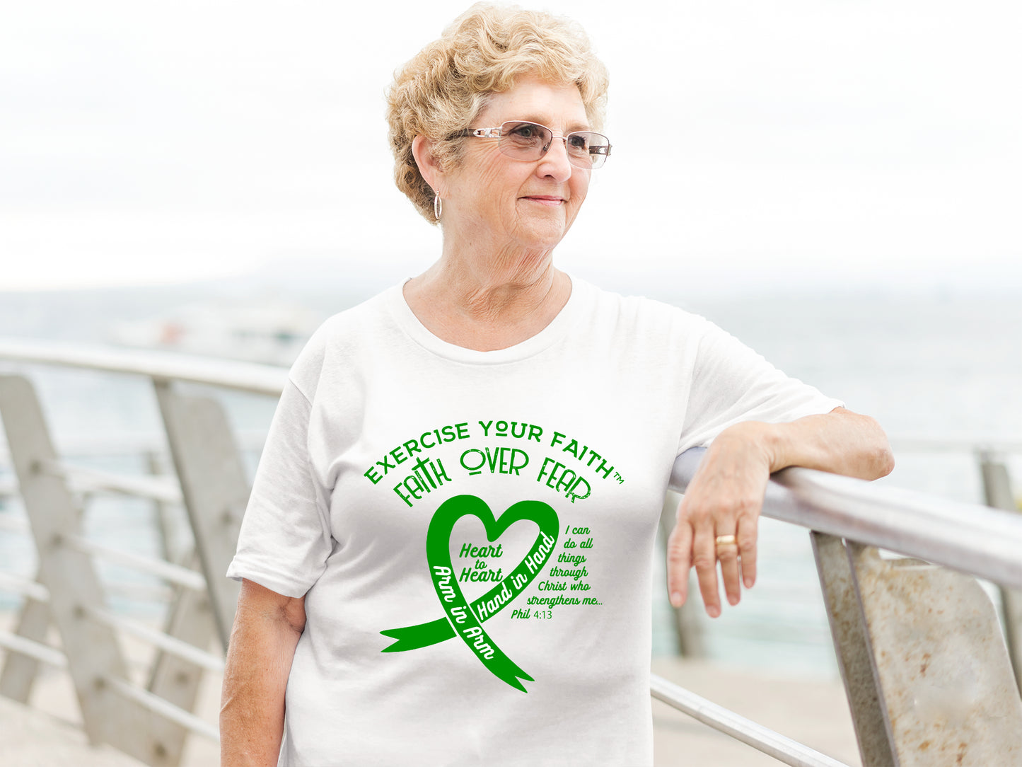 Exercise Your Faith Liver Cancer Ribbon Heart White