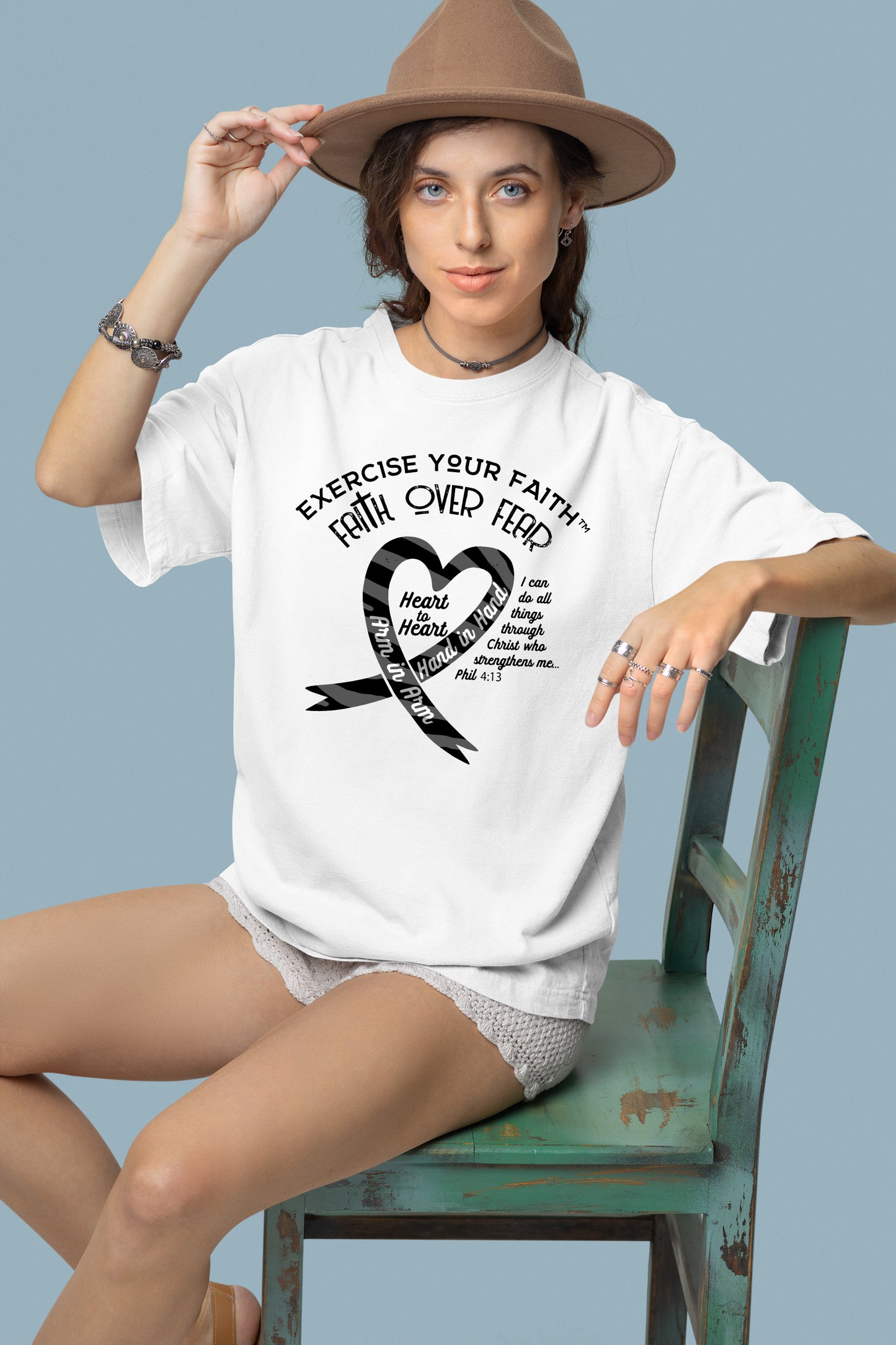 Exercise Your Faith Neuroendocrine Cancer Ribbon Heart White