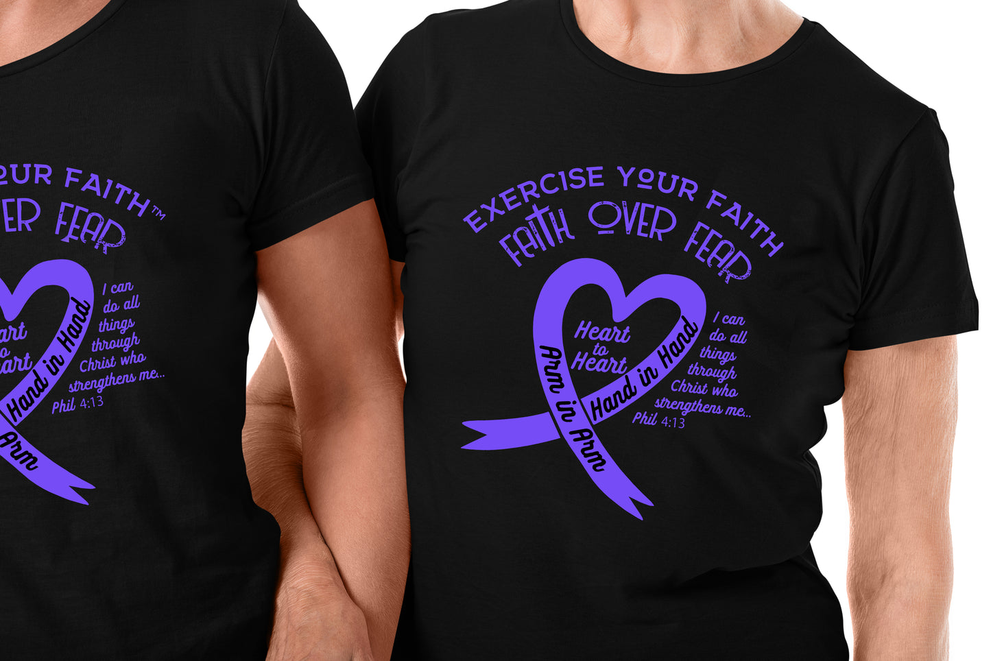 Exercise Your Faith In Honor of Caregivers Ribbon Heart Black