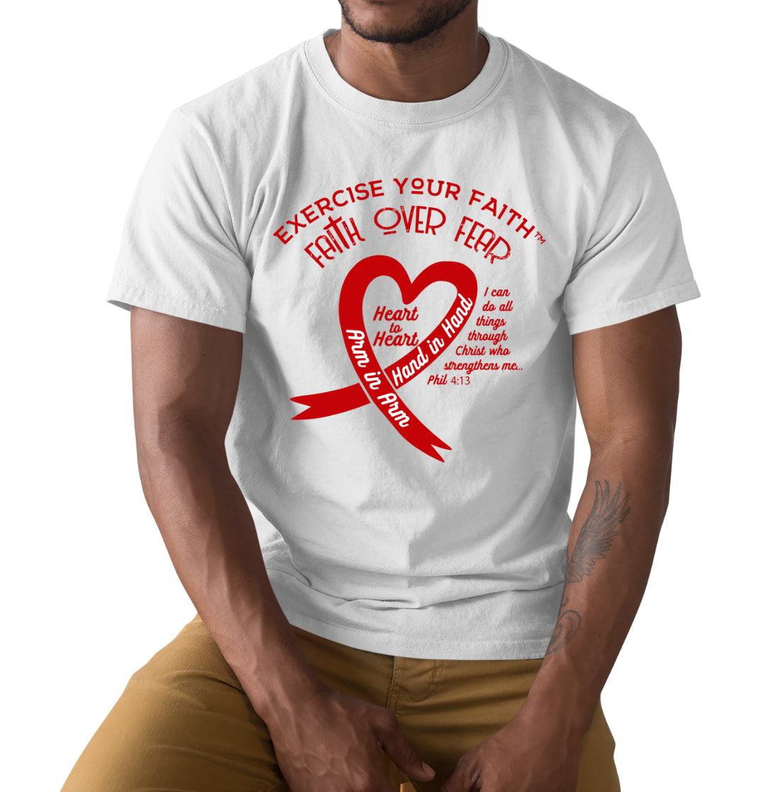 Exercise Your Faith Head and Neck Cancer Ribbon Heart White