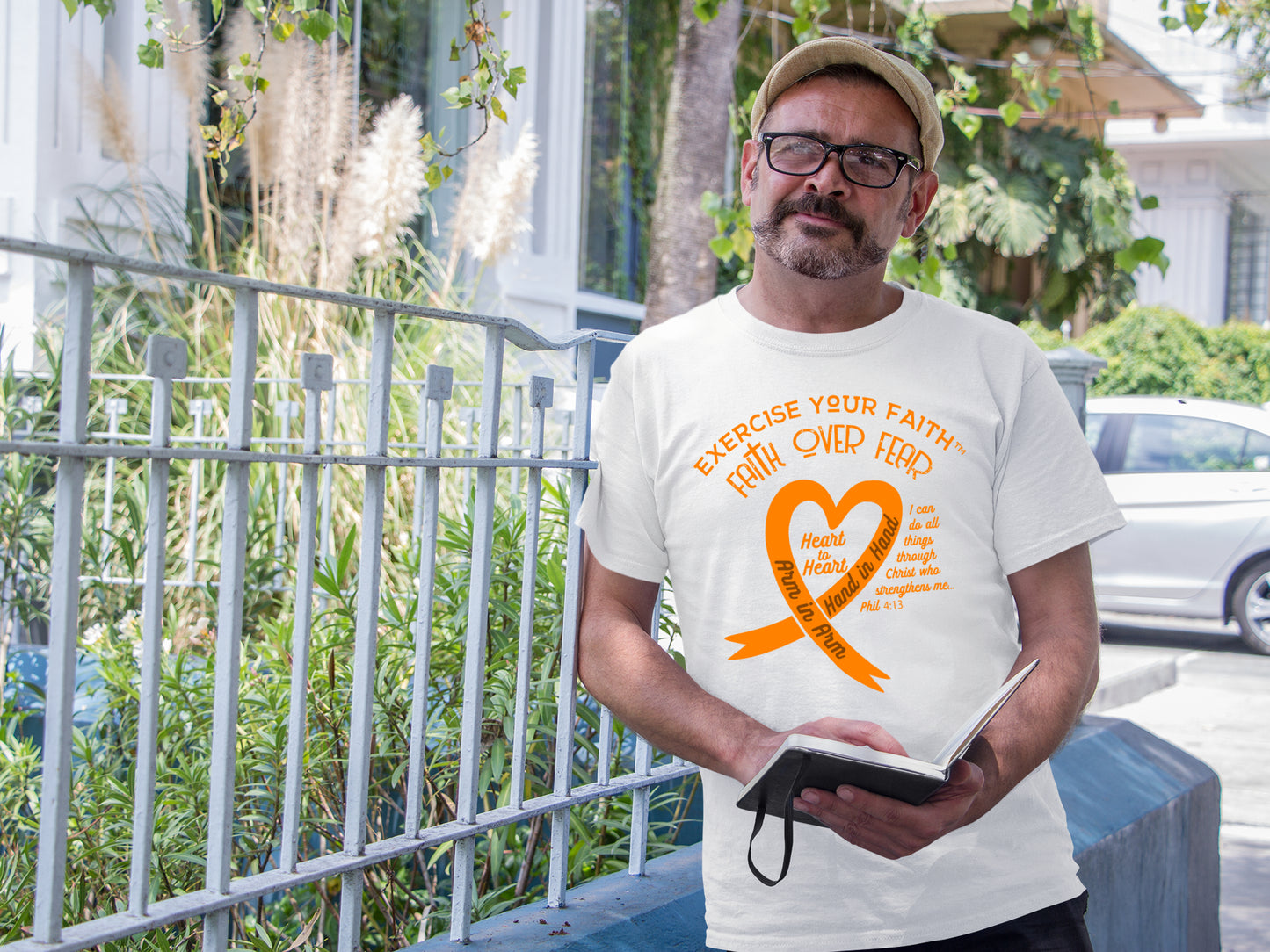 Exercise Your Faith Leukemia Ribbon Heart White