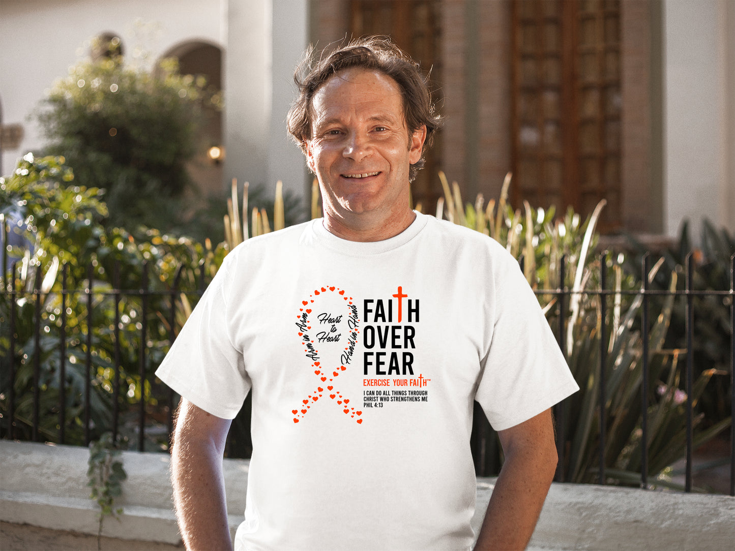 Faith Over Fear Little Hearts Ribbon Leukemia White