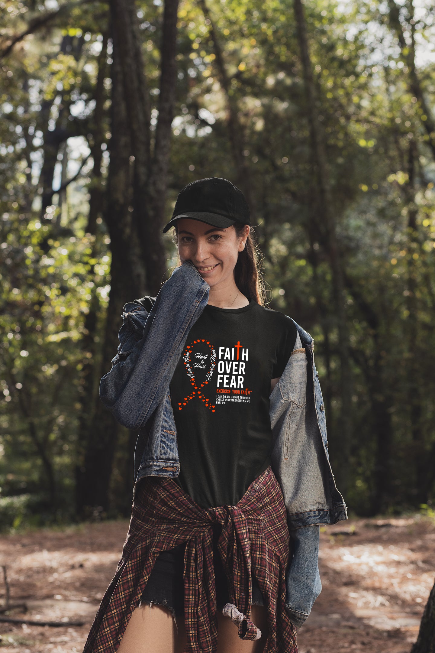Faith Over Fear Little Hearts Ribbon Leukemia Black
