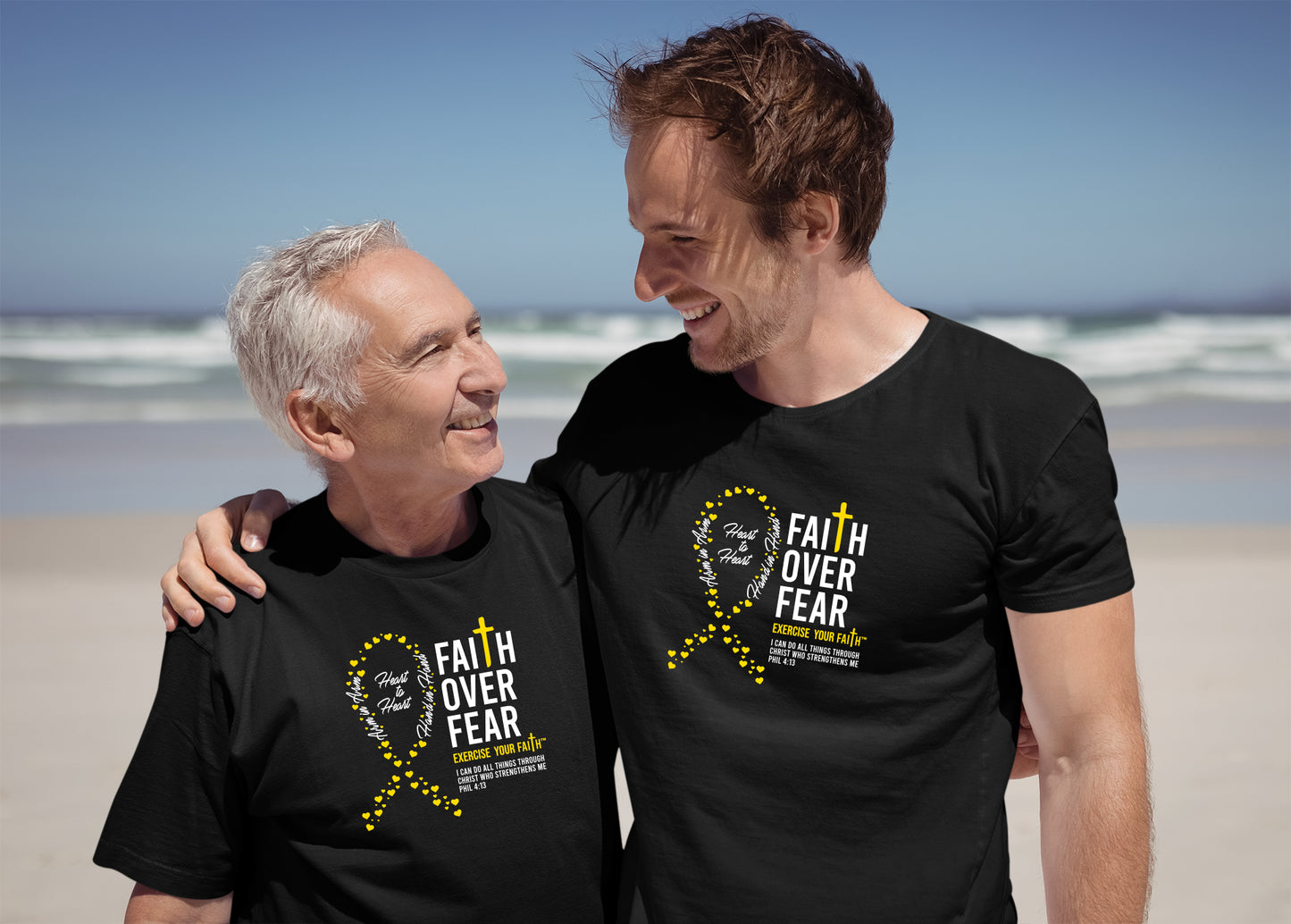 Faith Over Fear Little Hearts Ribbon Sarcoma Black
