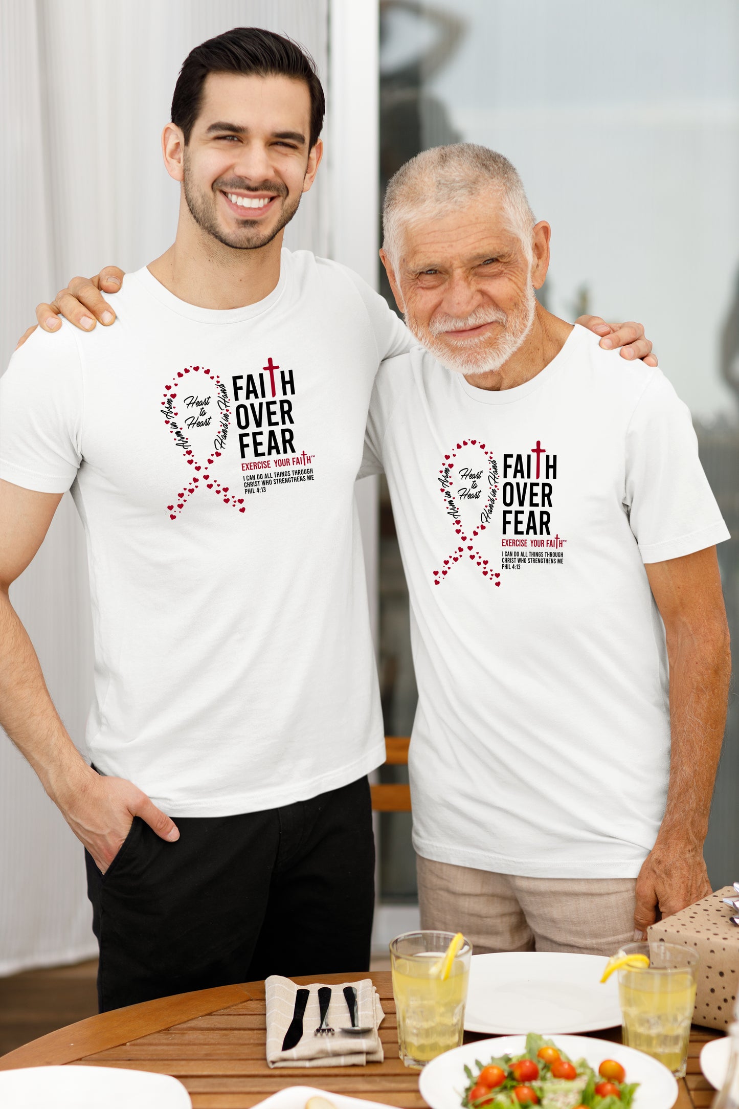 Faith Over Fear Little Hearts Ribbon Multiple Myeloma Cancer White