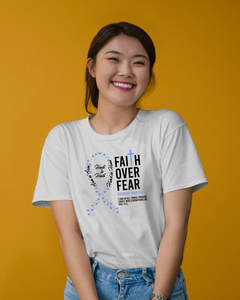 Faith Over Fear Little Hearts Ribbon Esophageal Cancer White