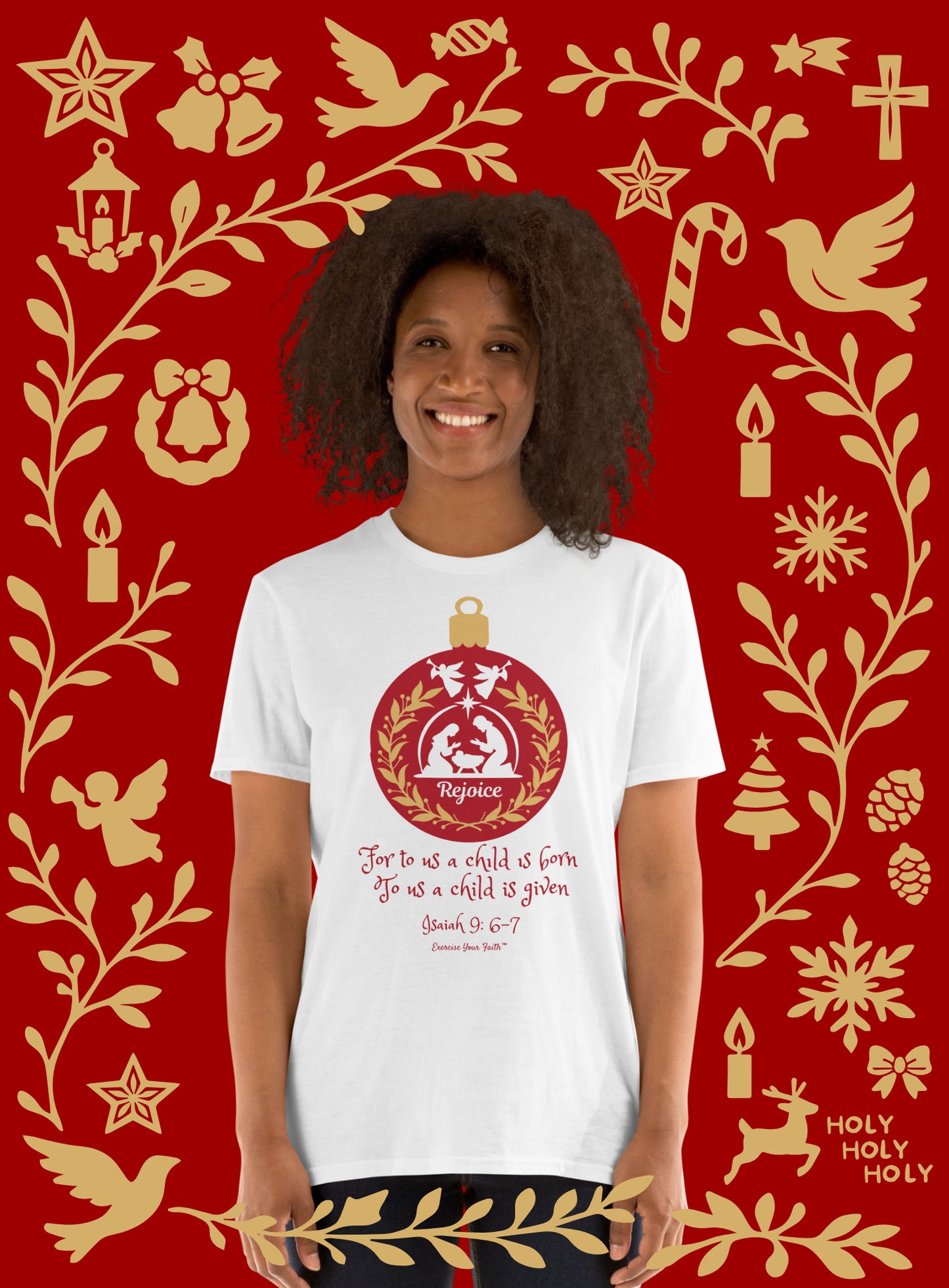 EYF Christian Christmas Nativity Ornament T shirt Bible Verse Gift