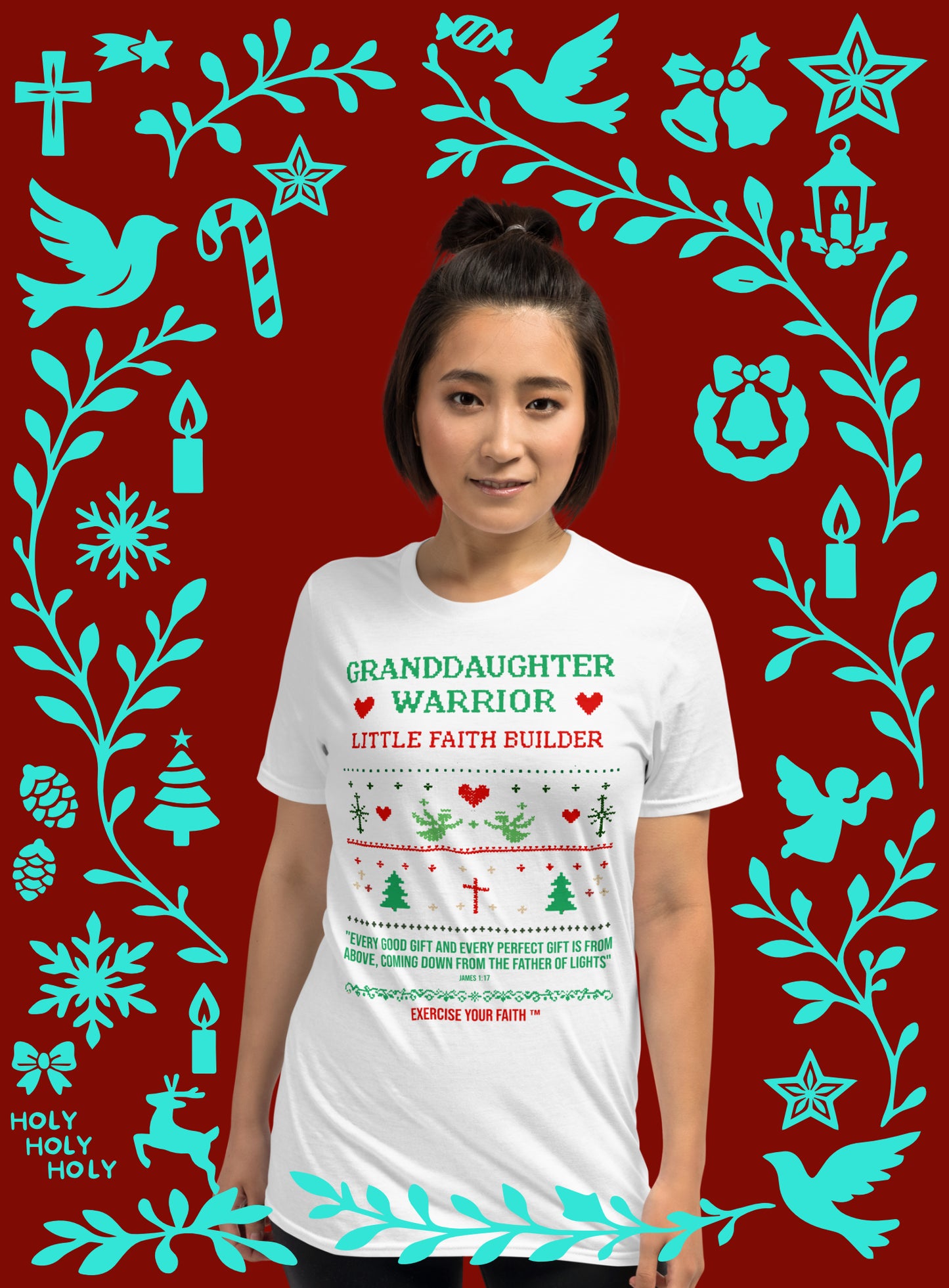 EYF Christmas family blessing t-shirt for granddaughter, Women’s Christian Holiday gift