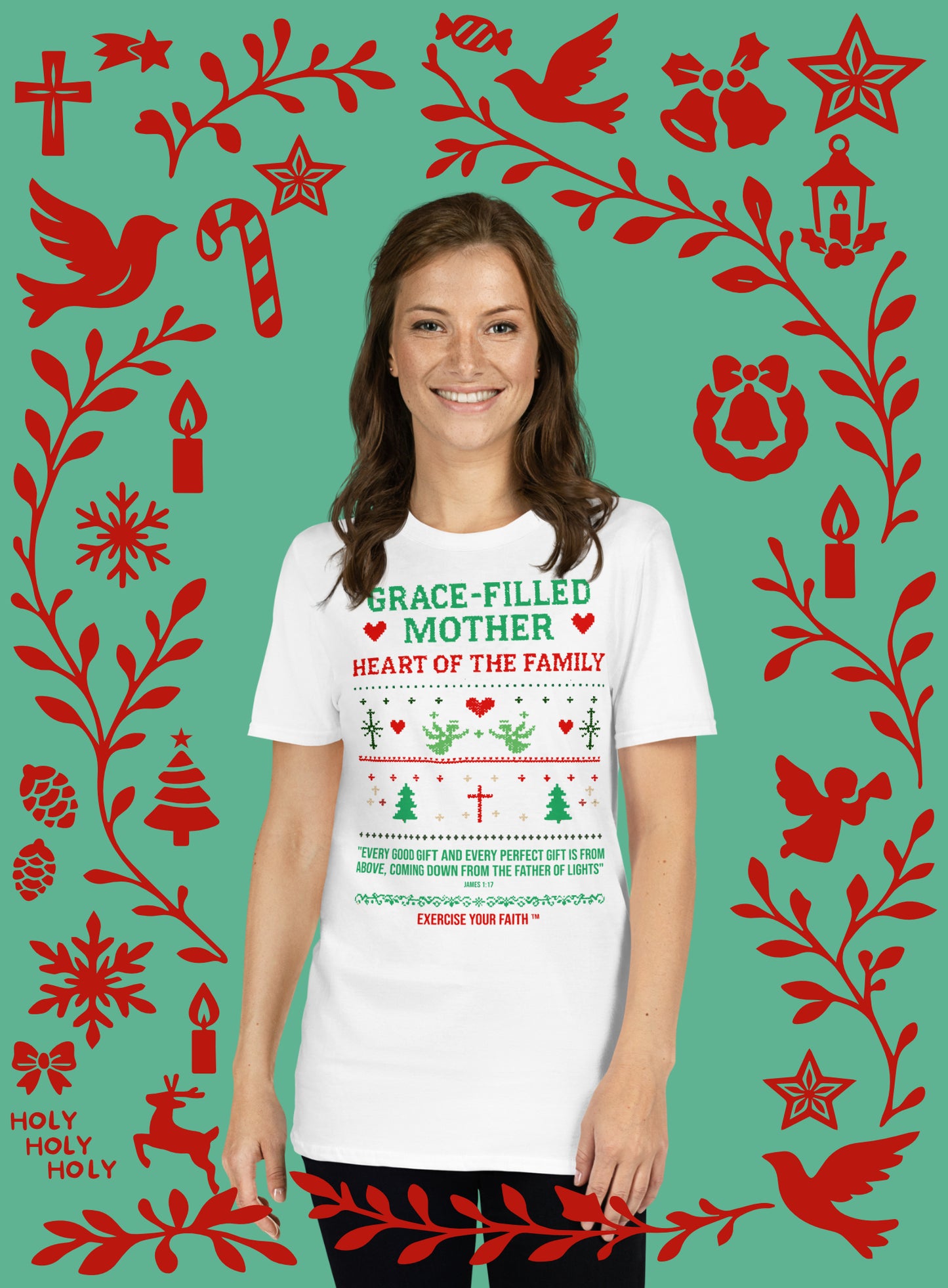 EYF Christmas family blessing t-shirt gift for mom, Women’s Christian Holiday apparel for mothers