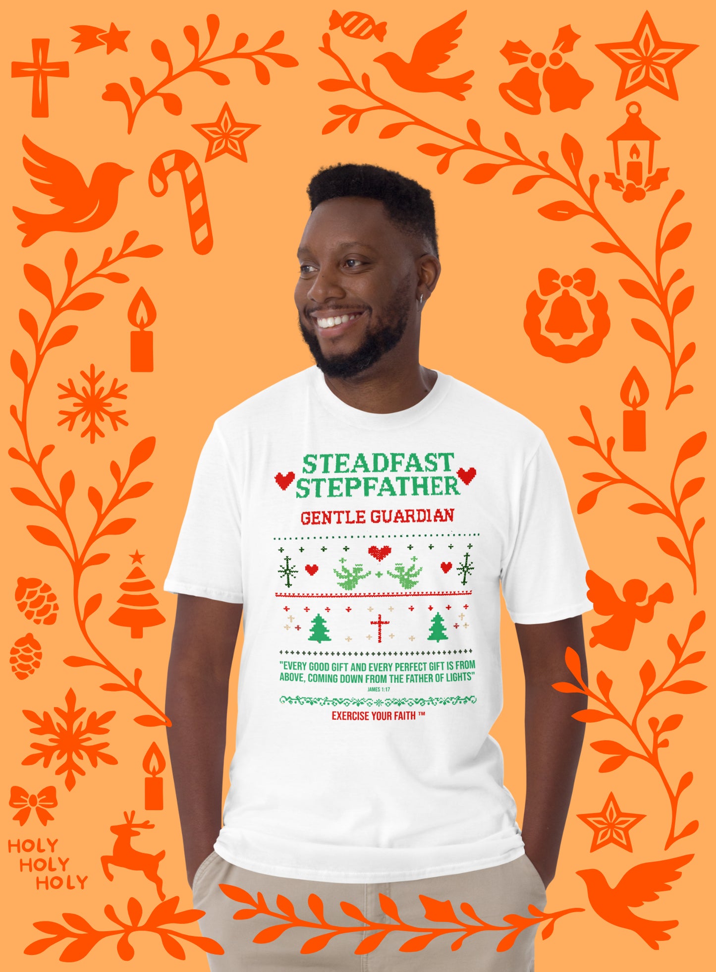 EYF Christmas family stepfather blessing t-shirt present, Christian men’s holiday gift