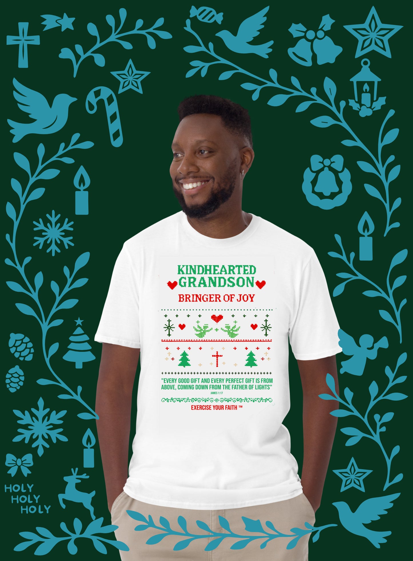 EYF Christmas family blessing men’s t-shirt, Christian Holiday gift for grandson