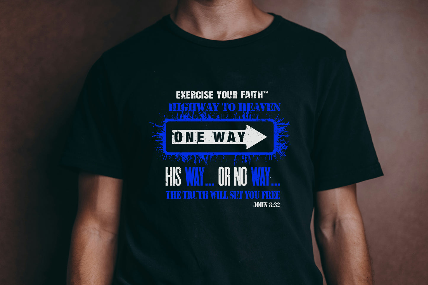 Highway to Heaven - Follow Blue This Way Black T-shirt