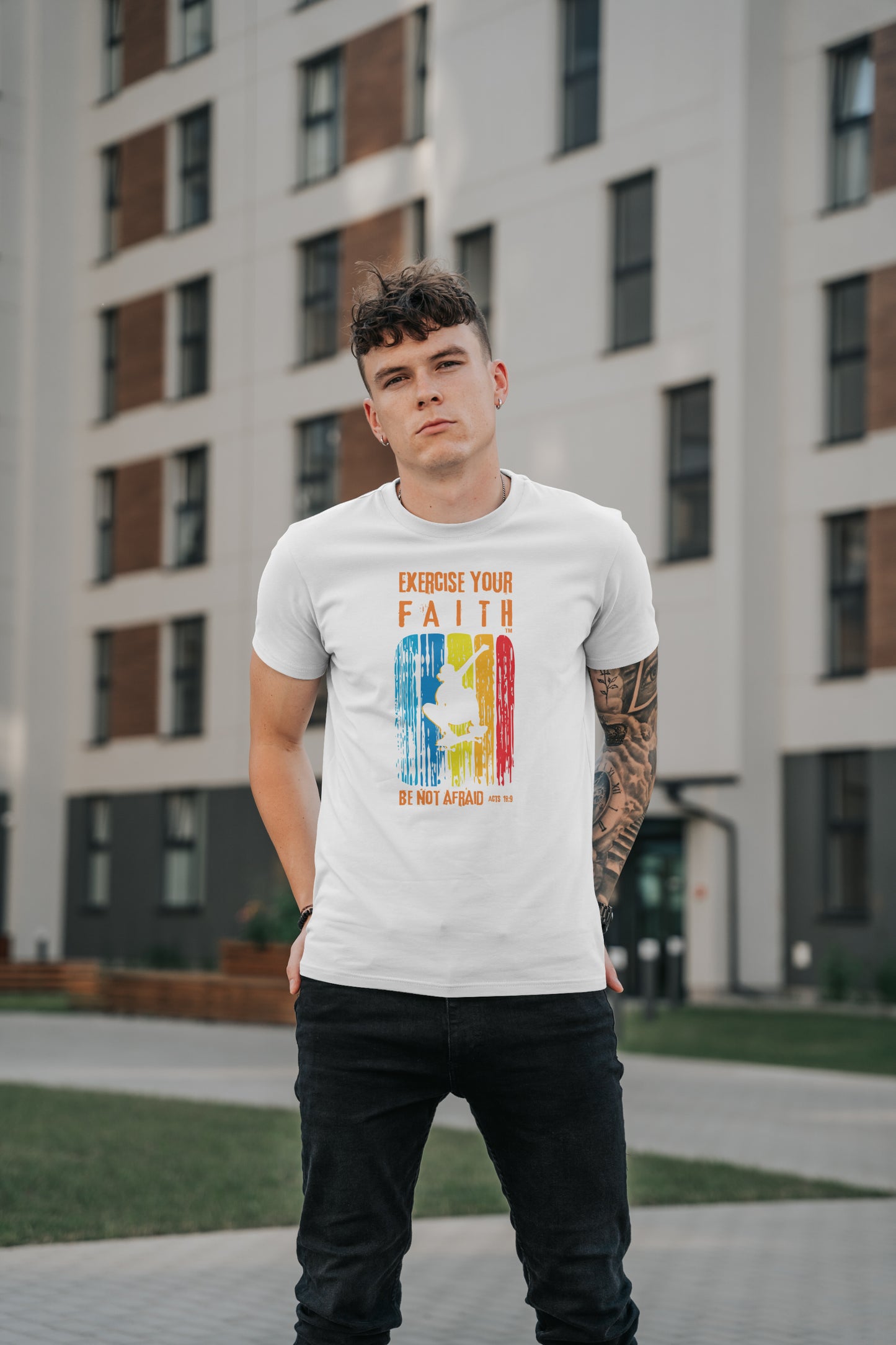 Exercise Your Faith™ White Skateboarder