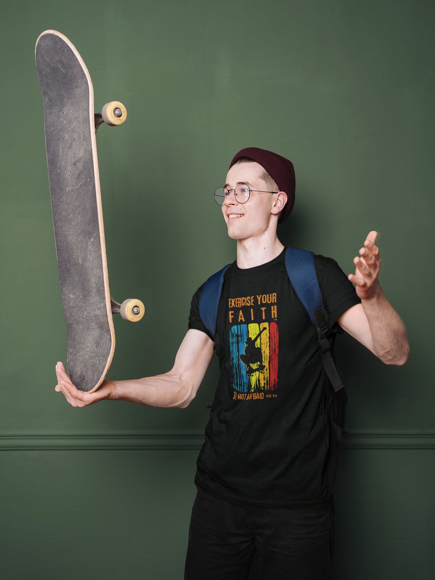 Exercise Your Faith™ Black Skateboarder