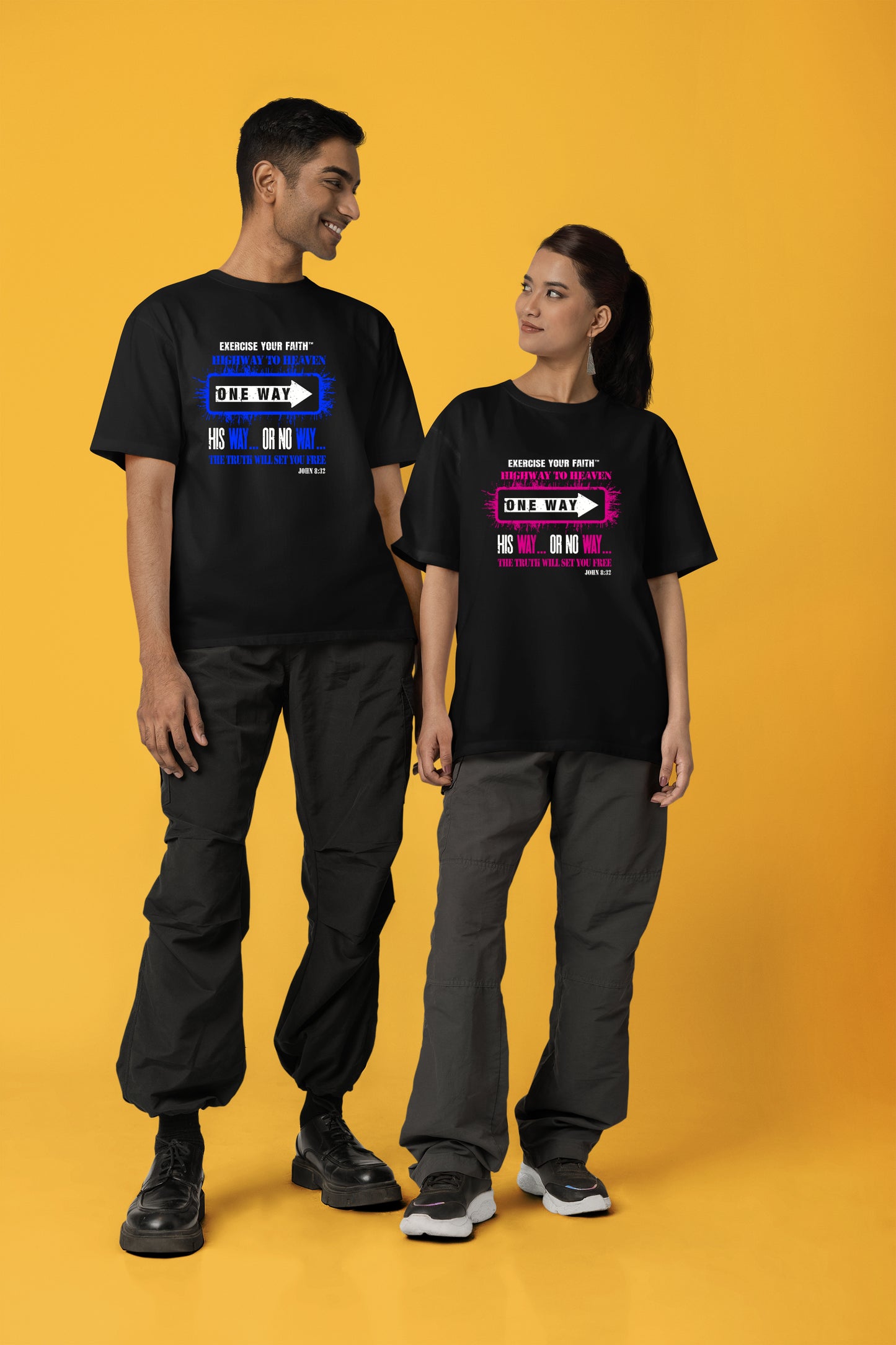 Highway to Heaven - Follow Pink This Way Black T-shirt
