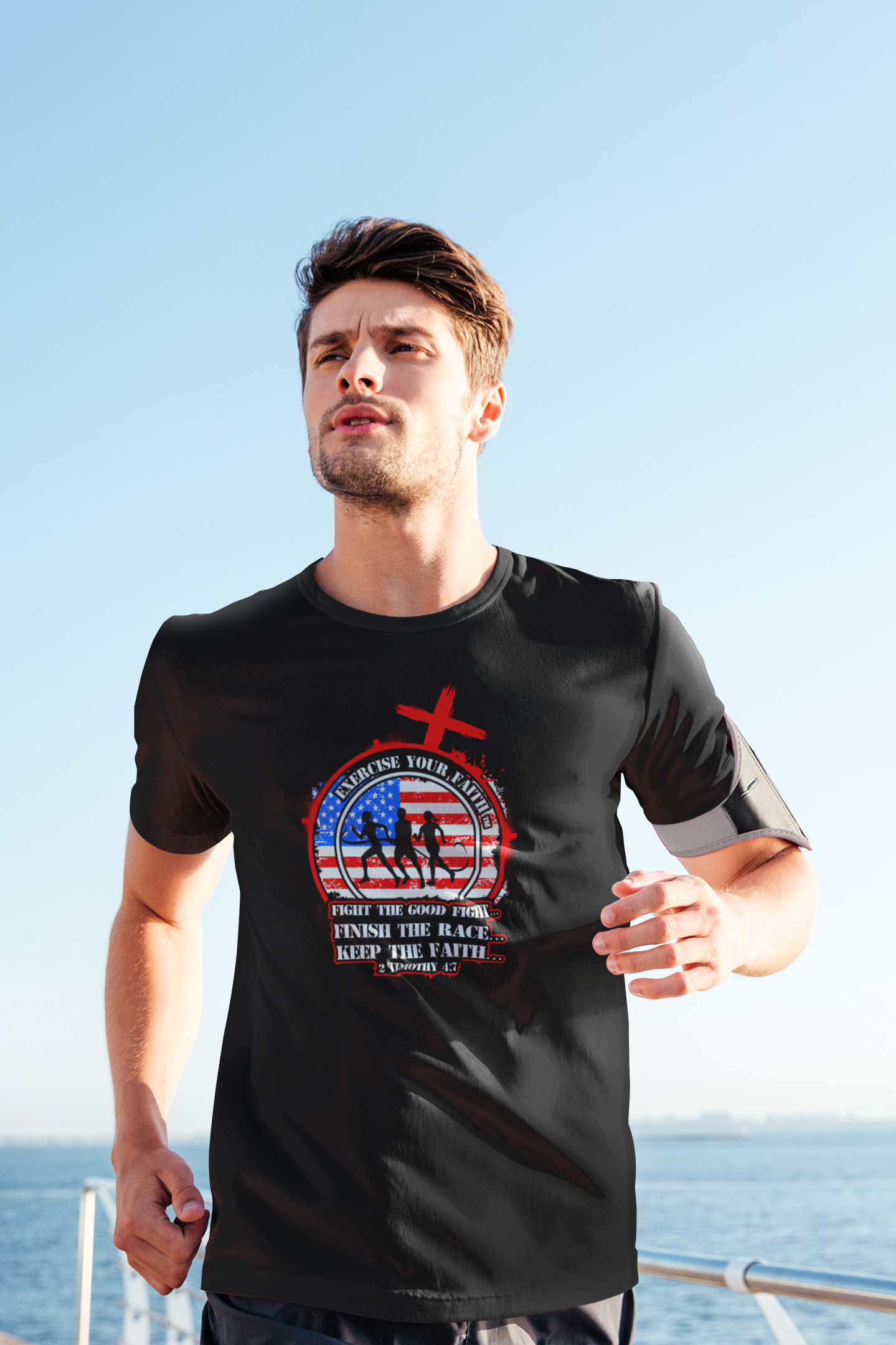 Exercise your Faith - Super Runners Cross Flag Black