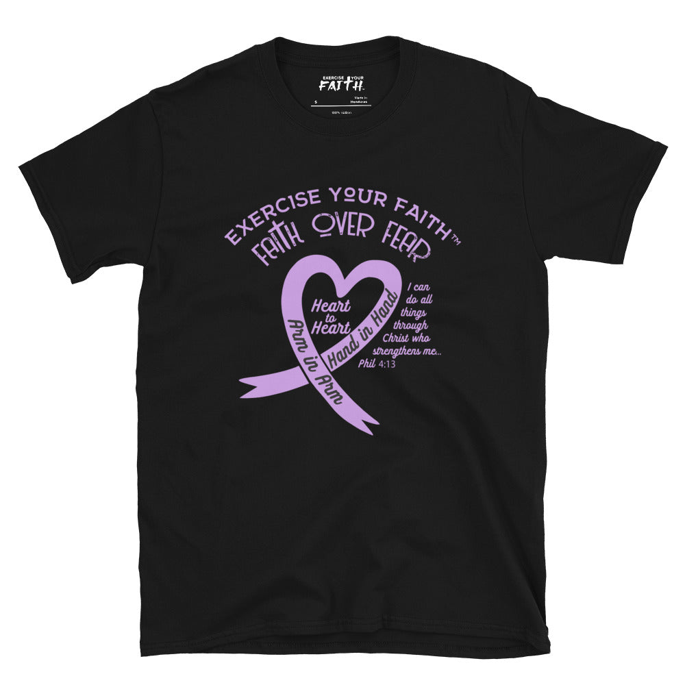 Exercise Your Faith All Cancers Ribbon Heart Black