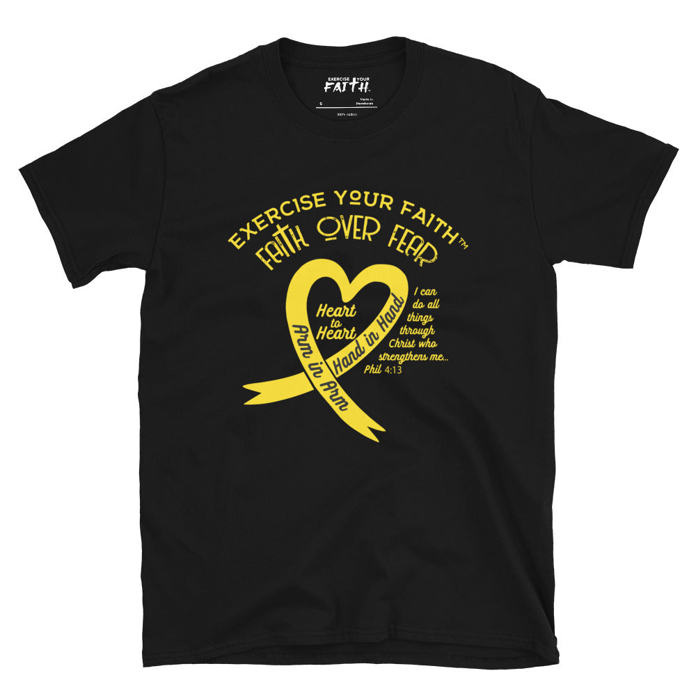 Exercise Your Faith Sarcoma Bone Cancer Ribbon Heart Black