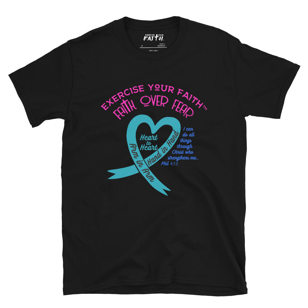 Exercise Your Faith Thyroid Cancer Ribbon Heart Black