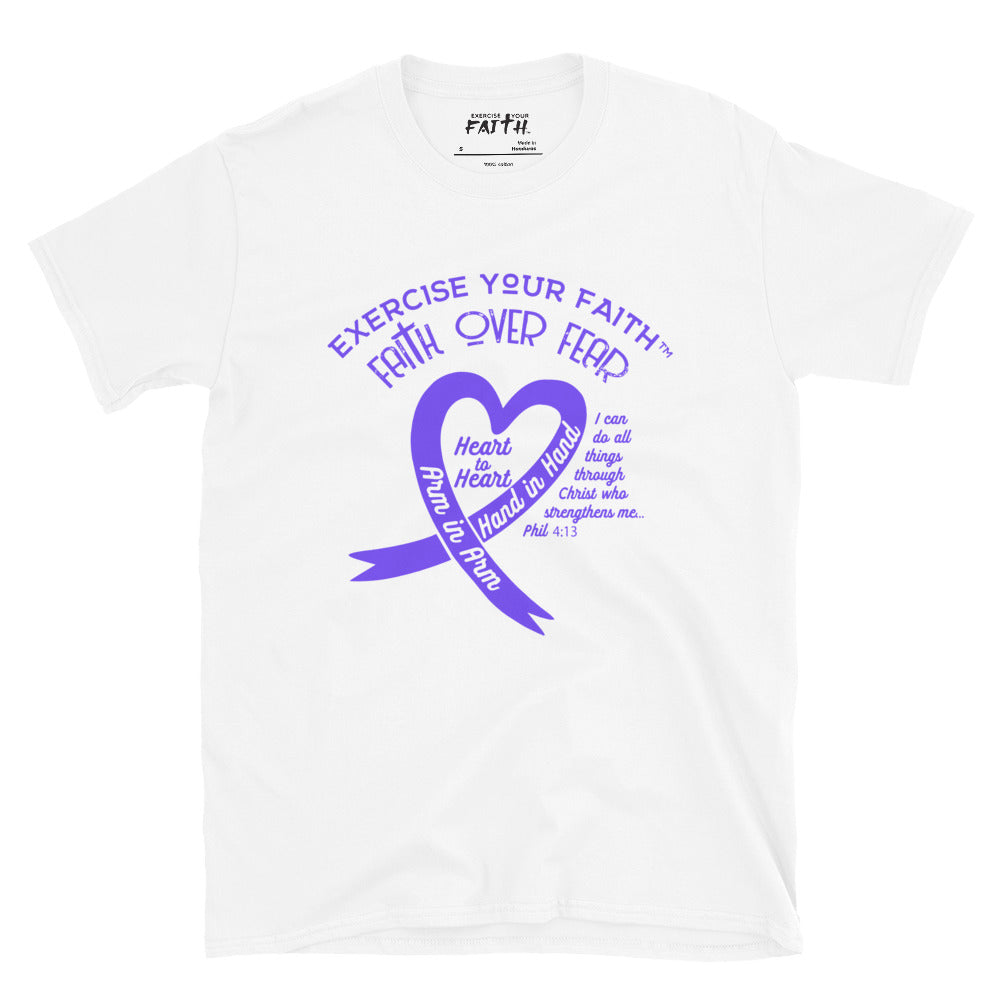 Exercise Your Faith In Honor of Caregivers Ribbon Heart White