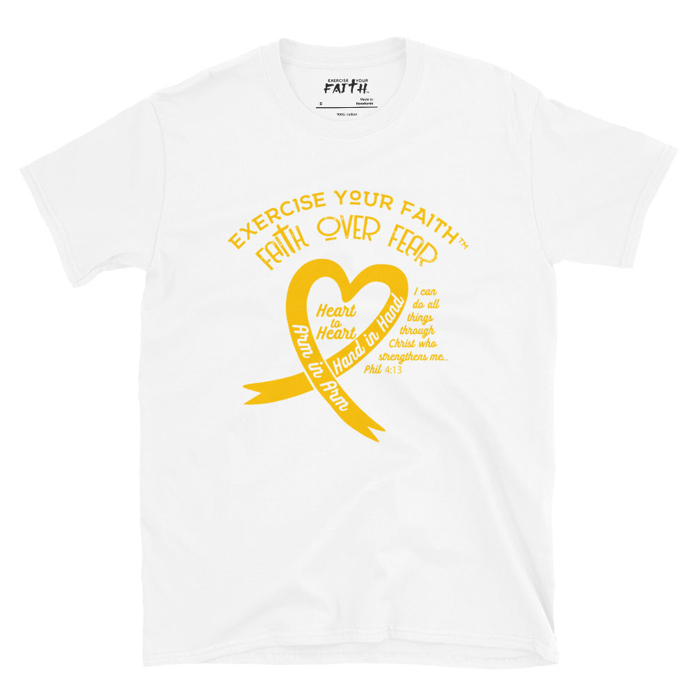 Exercise Your Faith Sarcoma Bone Cancer Ribbon Heart White