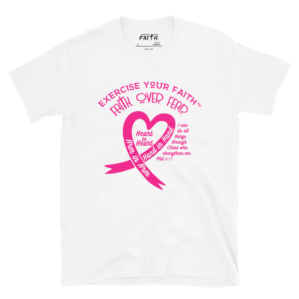 Exercise Your Faith Breast Cancer Ribbon Heart White