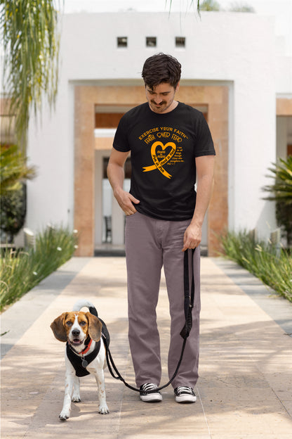 Exercise Your Faith Kidney Cancer Ribbon Heart Black