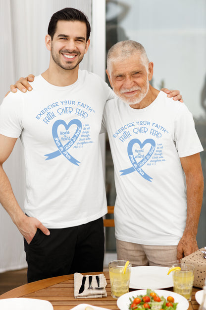 Exercise Your Faith Prostrate Cancer Ribbon Heart White