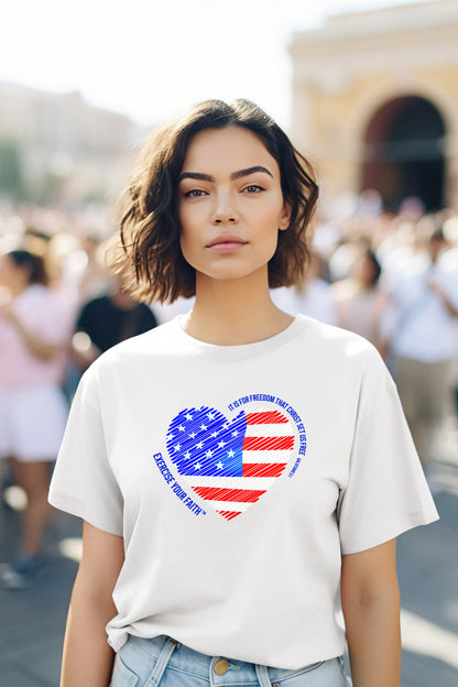 Exercise Your Patriotic Christian Heart T-shirt White