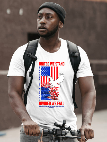 Exercise Your Faith Patriotic United we stand T-shirt White