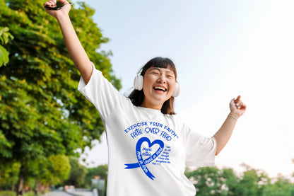 Exercise Your Faith Colon Cancer Ribbon Heart White