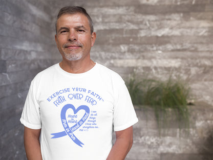 Exercise Your Faith Esophageal Cancer Ribbon Heart White