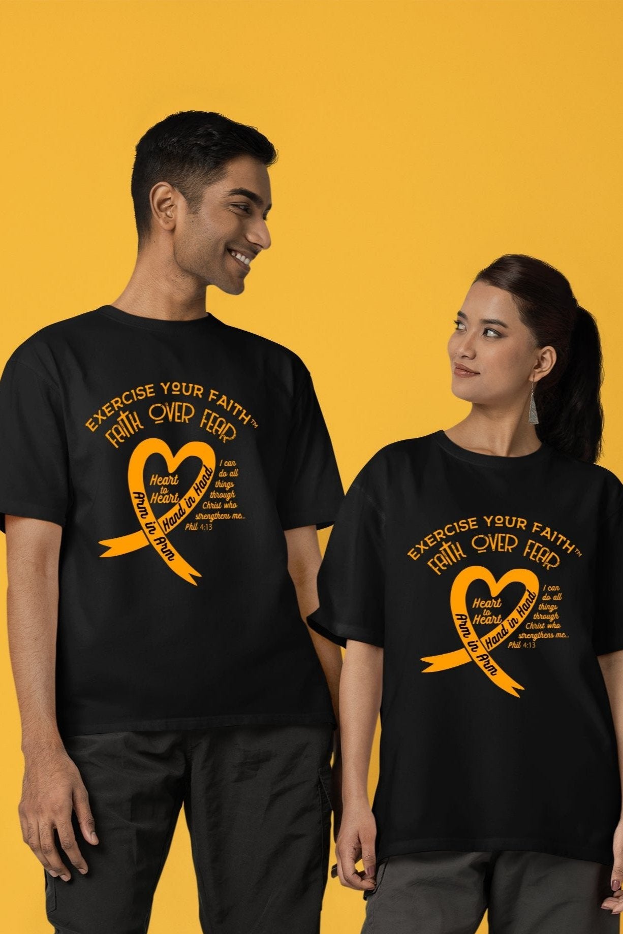 Exercise Your Faith Kidney Cancer Ribbon Heart Black