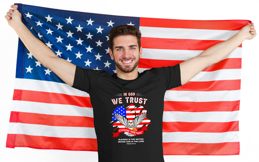 Exercise Your Faith In God we trust American Eagle T-shirt Black
