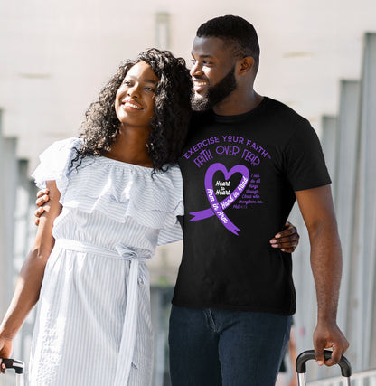 Exercise Your Faith Pancreatic Cancer Ribbon Heart Black