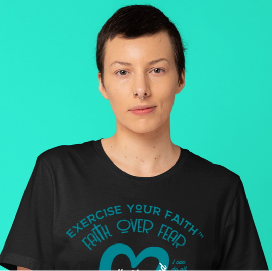 Exercise Your Faith Cervical Cancer Ribbon Heart Black