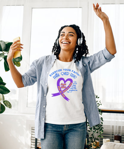 Exercise Your Faith Bladder Cancer Ribbon Heart White